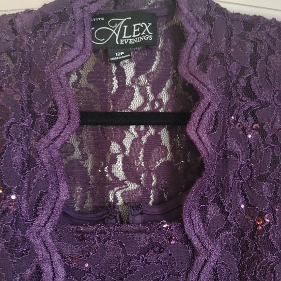 Alex Evenings Women's T-Length All Over Lace Dress with Jacket Set - Picture 10 of 11